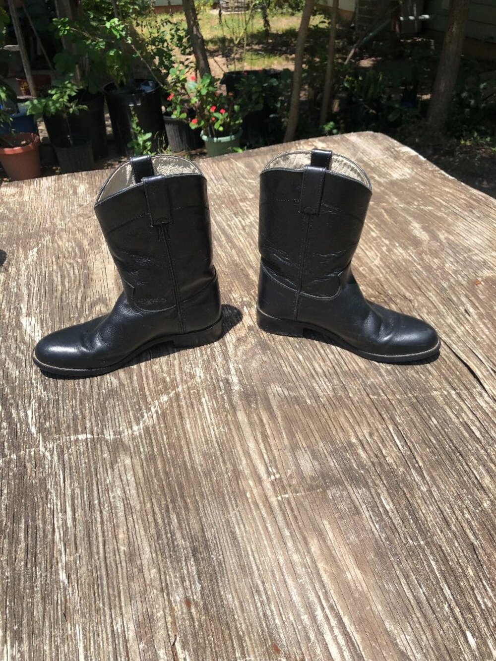 Justin Black Leather Boots, Size 5 D